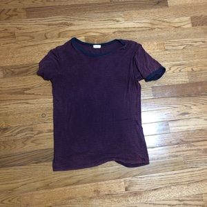 red and blue striped tee